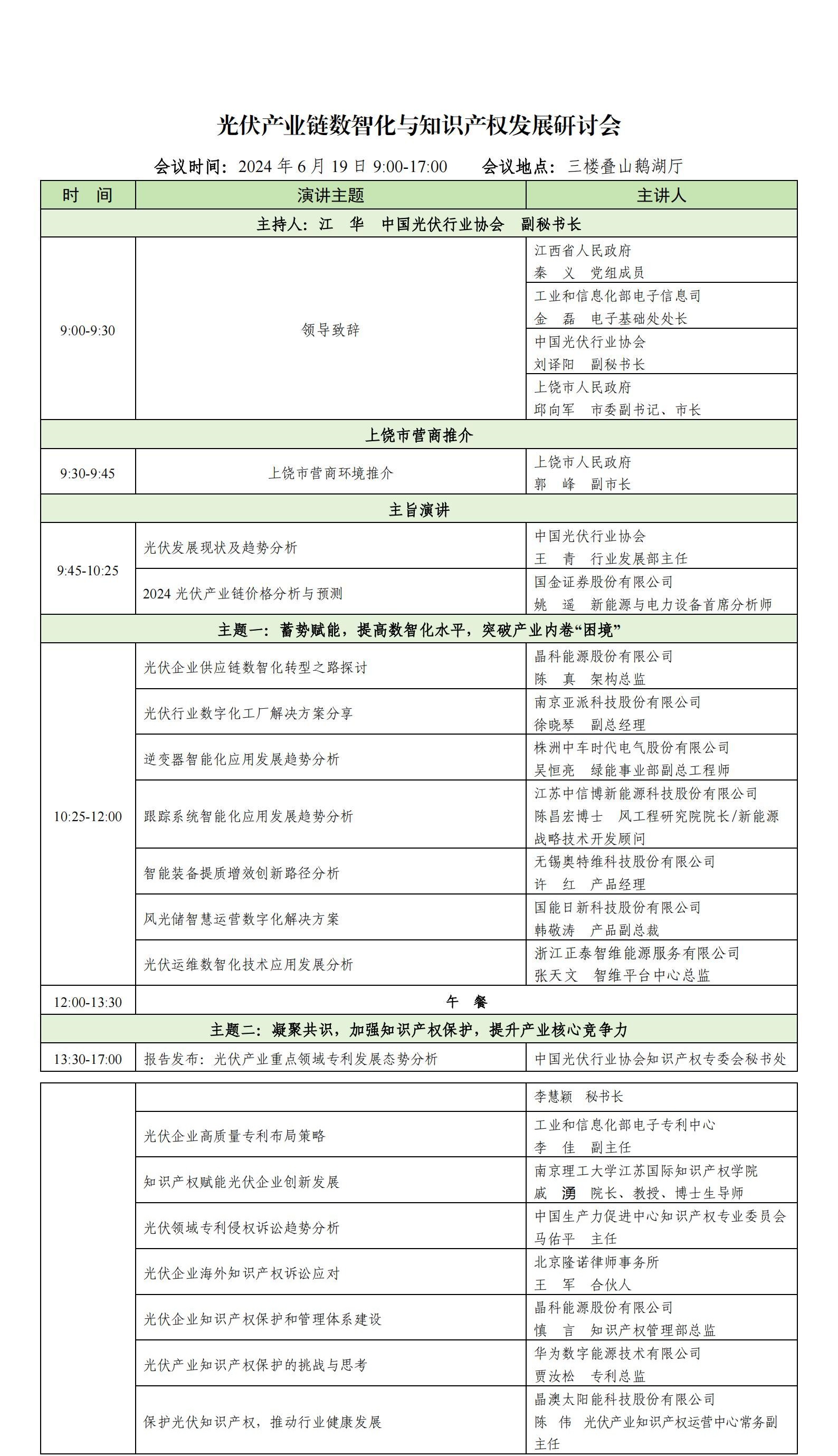 会议议程-光伏产业链数智化与知识产权发展研讨会